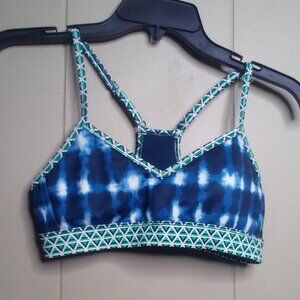 Joy Lab Swim Bikini Top XS Racer Back Blue Green